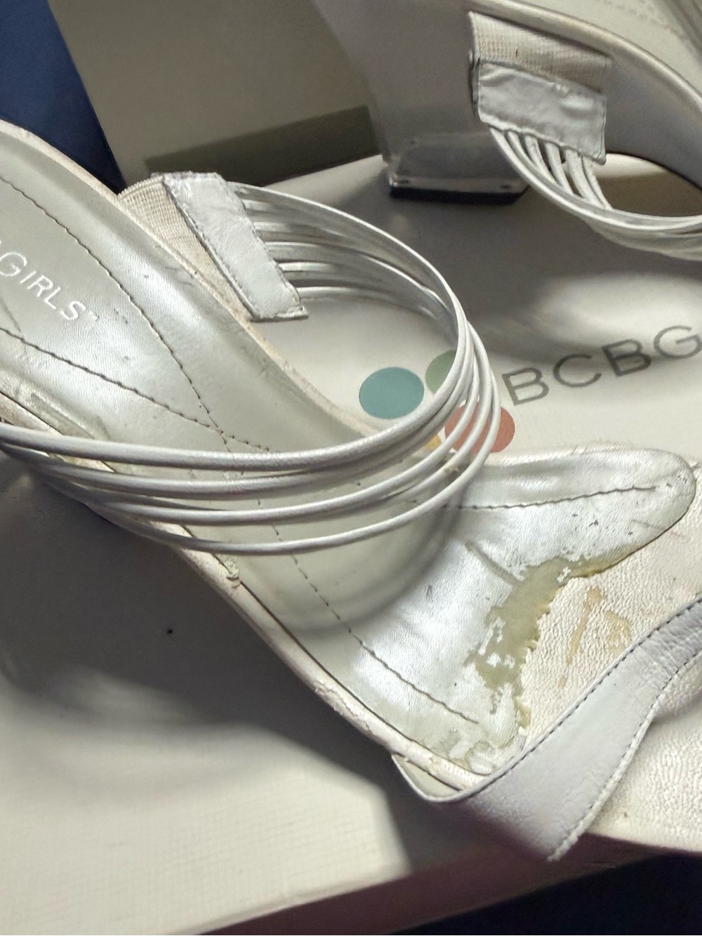 BCBGeneration White Multi-Strap Heeled Sandals